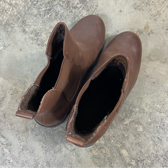Crown Vintage Size 9.5 Chocolate Brown Genuine Leather Chunky Heel Ankle Booties - Picture 8 of 13